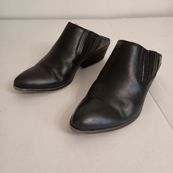 Frye Black Leather Slip-On Mule Clog Shoes Women’s Size 7M - Picture 3 of 16